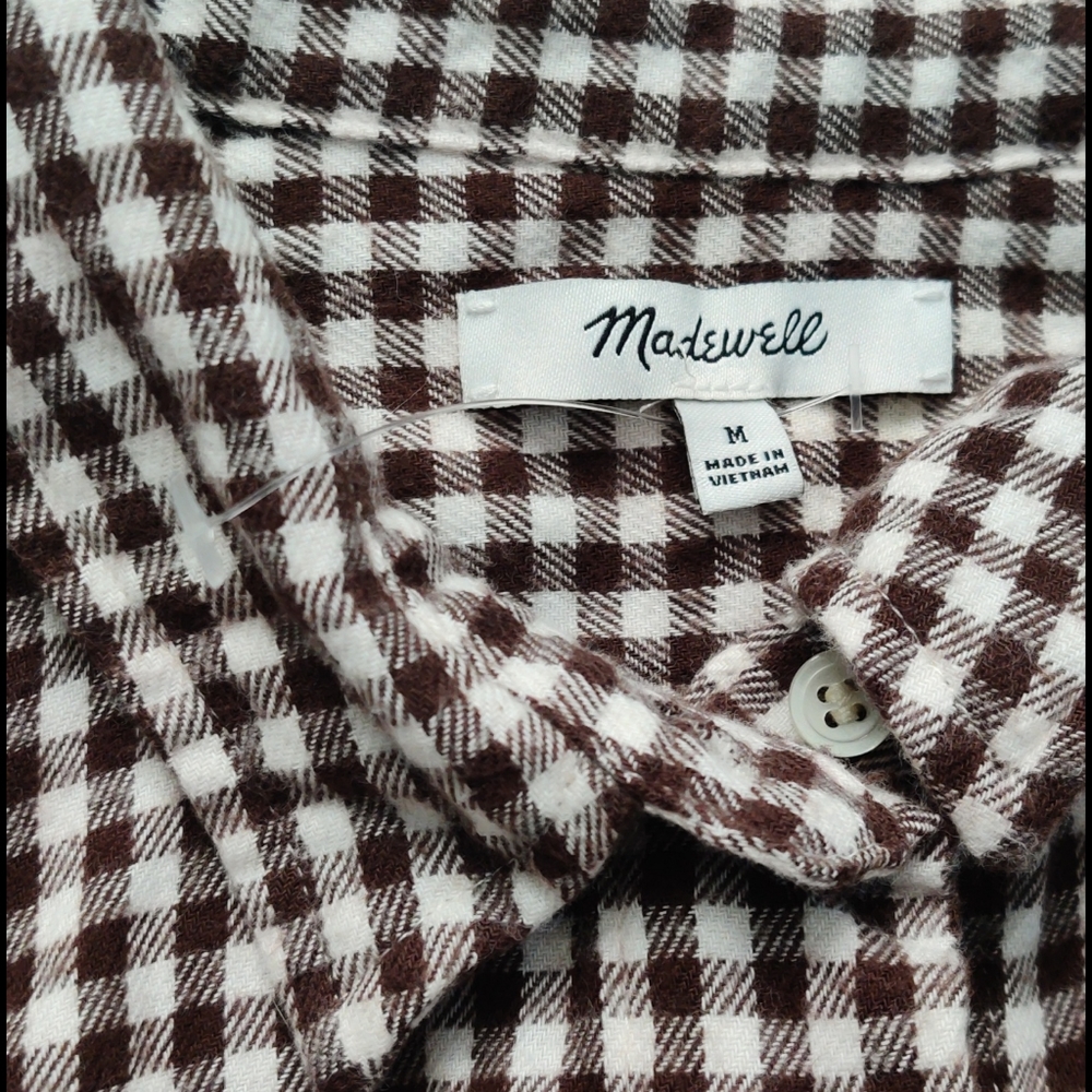 A) NWOT, Madewell flannel tie front plaid longsleeve - Picture 8 of 11